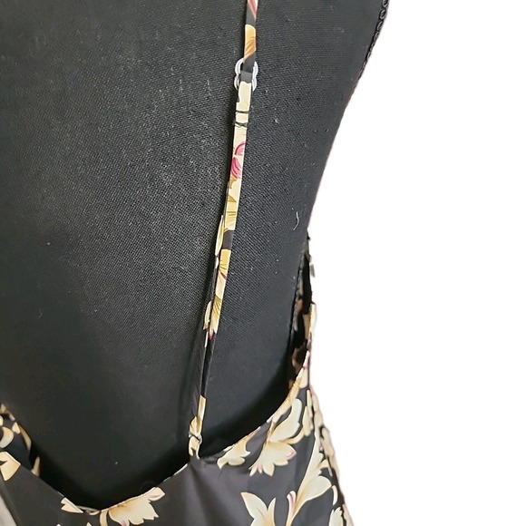 Vintage 90s Womens Floral Maxi Slip Dress Whimsigoth Fairy Black Gold‎ Linda Med - Picture 5 of 8